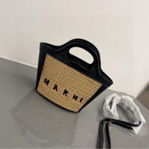Marni Handbags - Marni Black and Tan Woven Tote Bag